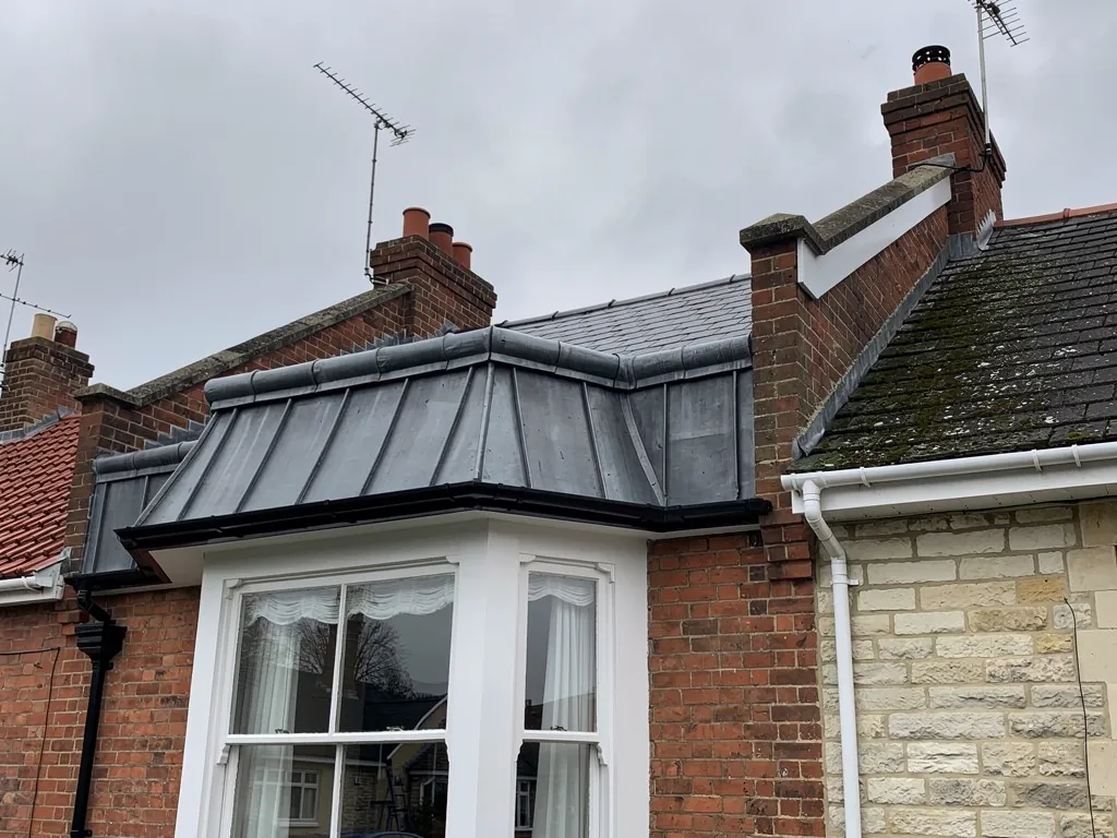Lead roll roof on a bay window of a Victorian villa