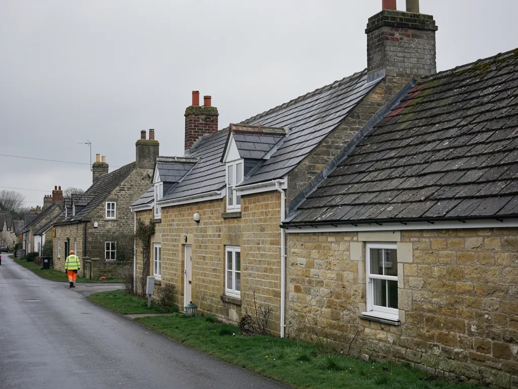 Estate houses with concrete tiled roofs